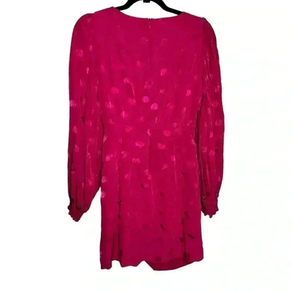 ZARA SHORT PINK FUCHSIA BARBIE POLKA DOT SATIN DRESS BALLOON SLEEVES Small - Picture 5 of 6